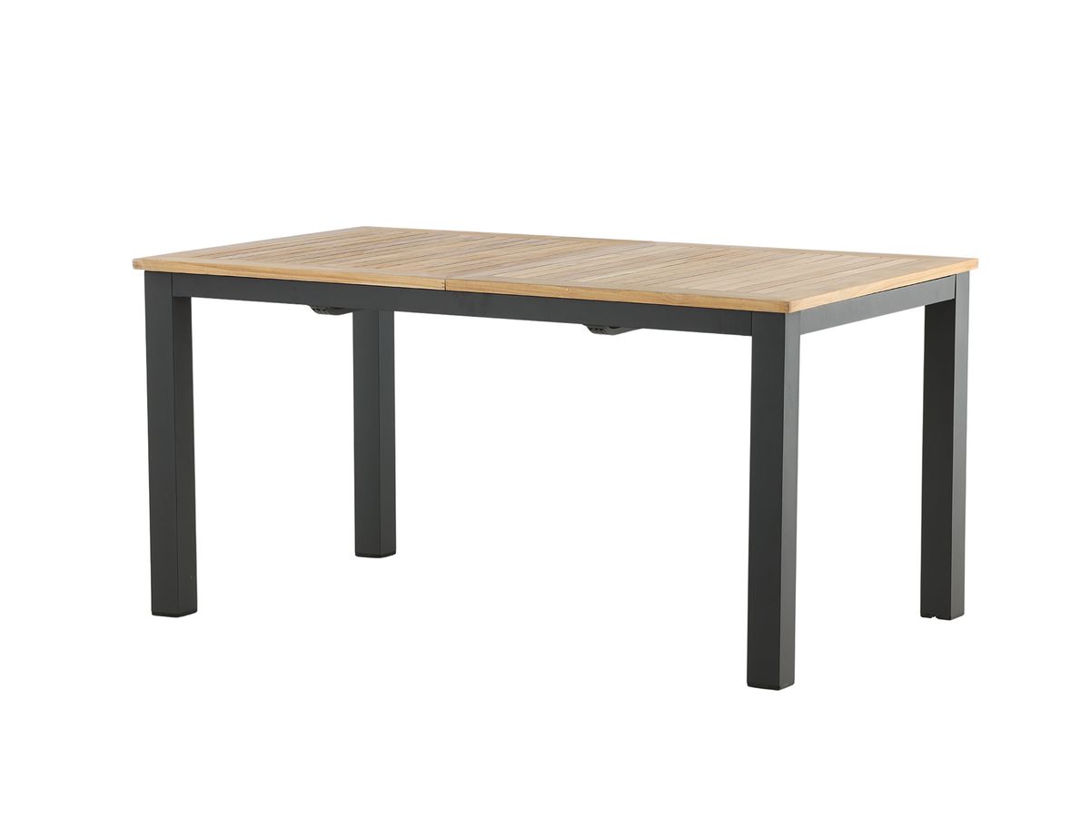 Panama kihúzható asztal teakfa asztallappal fekete (152-210 cm)